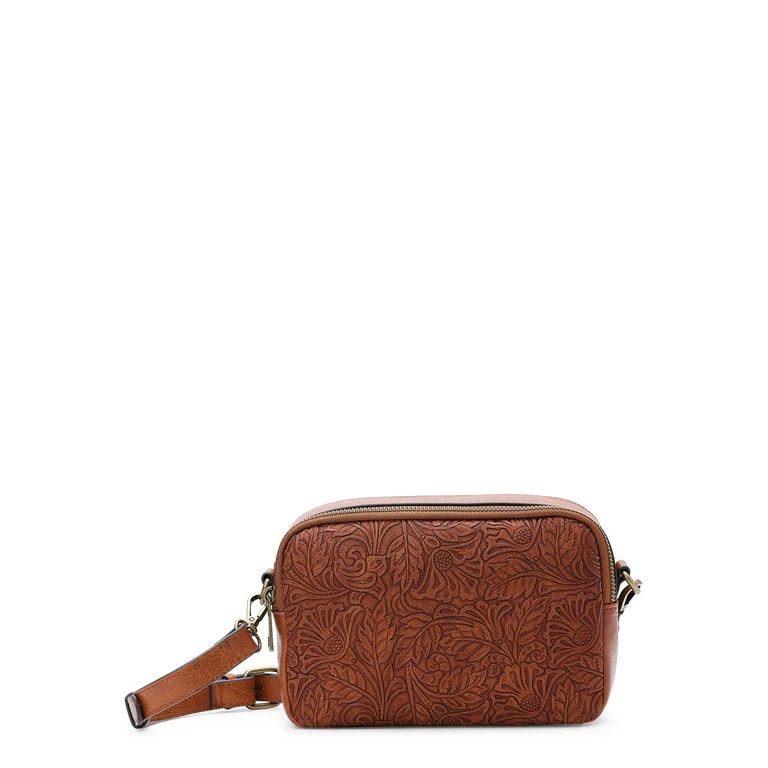 The Pioneer Woman Tooled Faux Leather Camera Bag Crossbody | Walmart (US)