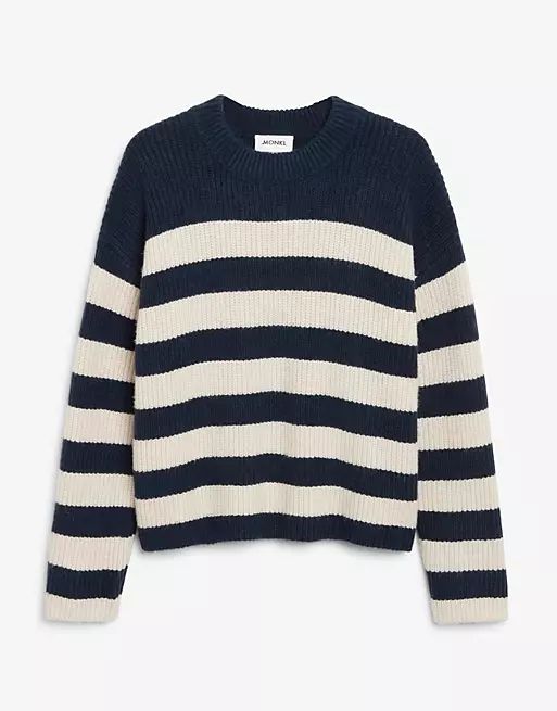 Monki Moa knit jumper in navy stripe | ASOS (Global)