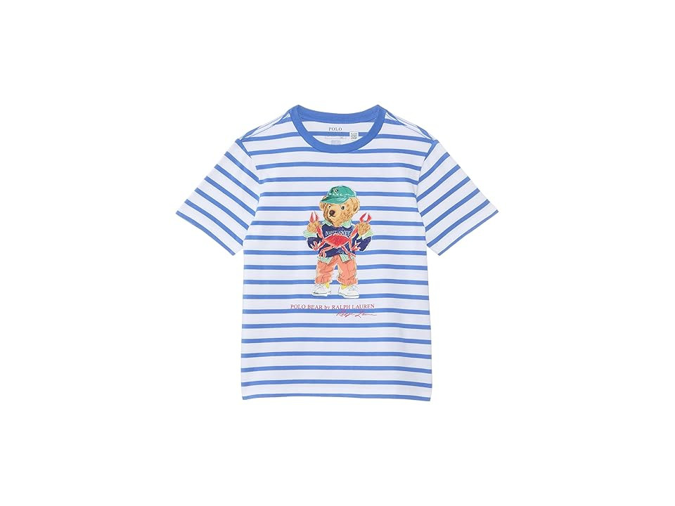 Polo Ralph Lauren Kids Polo Bear Striped Cotton Jersey T-Shirts (Toddler/Little Kid) Boy's T Shirt SP25 Scottsdale Blue/White Bear : 2T Toddler | Zappos