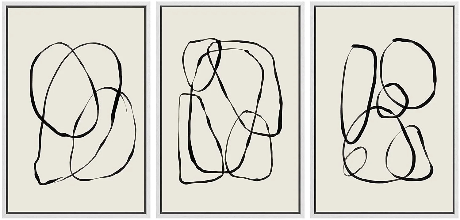 PixonSign Framed Canvas Print Wall Art Set Duotone Geometric Spiral Ring Circle Collage Abstract ... | Walmart (US)