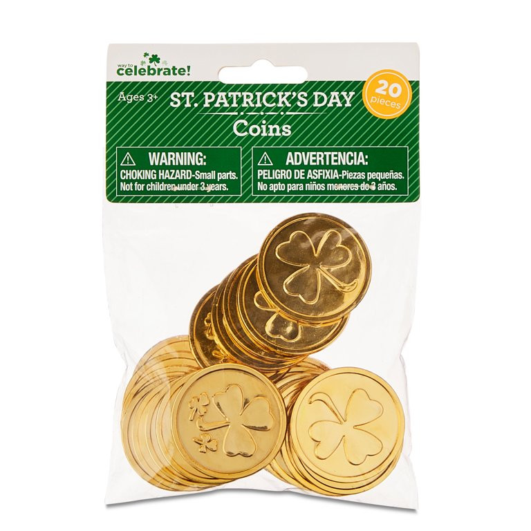 St. Patrick's Day Gold Coins, 20 Pieces, by Way To Celebrate! | Walmart (US)