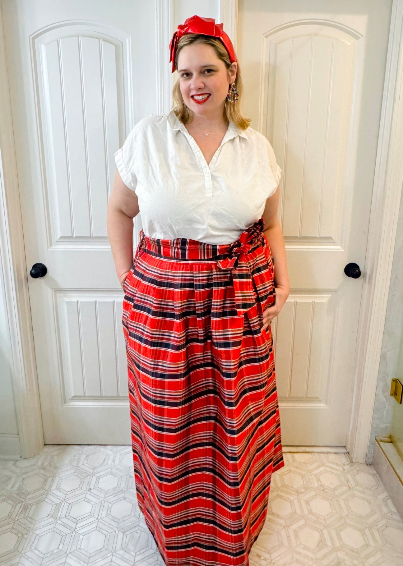 A red tartan classic Christmas look from Crown & Ivy x Sewing Down South. I sized up to an xxl because this one has no zipper and I’ll be in my 3rd trimester by Christmas but I’d say this one run generous 

#LTKMidsize #LTKSaleAlert #LTKHoliday