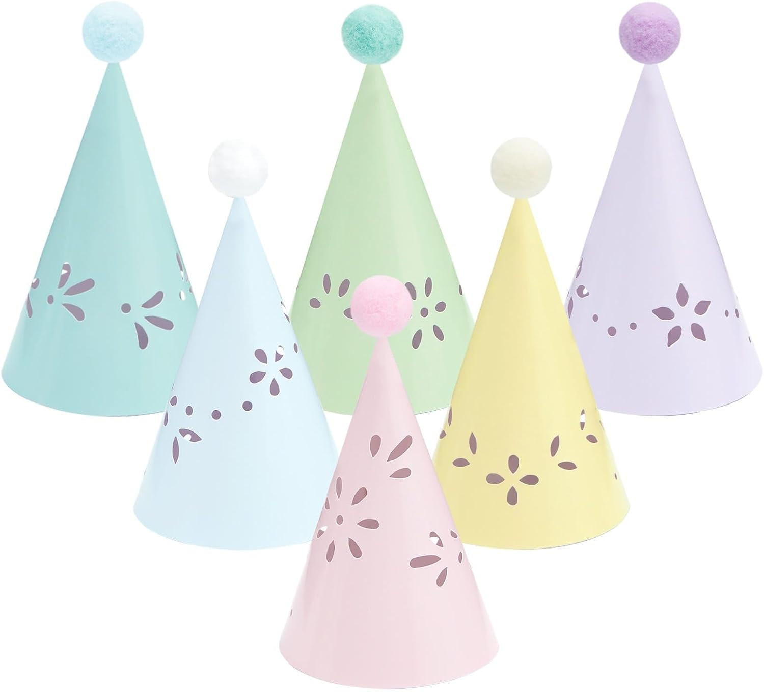 WERNNSAI Birthday Party Hats 12 PCS Assorted Themes Cone Paper Headbands | Amazon (US)