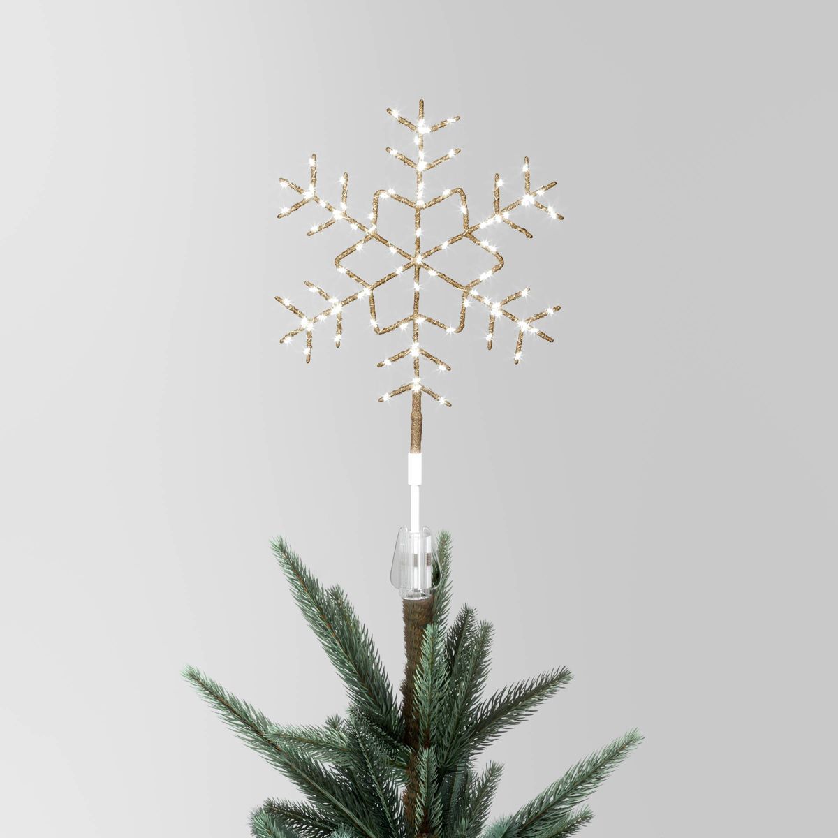 15.5" Pre-lit LED Metal Snowflake Christmas Tree Topper Champagne Gold with Warm White Lights - W... | Target