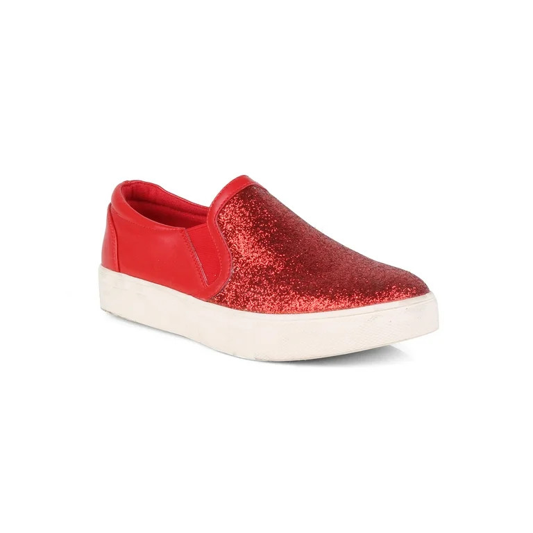 Slip On Glitter Women's Sneakers in Red - Walmart.com | Walmart (US)
