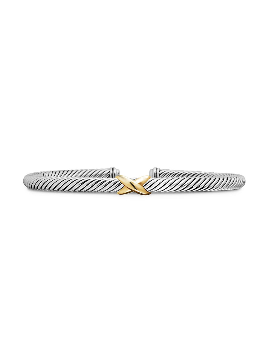 Women's X Crossover Bracelet With 18K Yellow Gold 4mm - Silver - Size XS | Saks Fifth Avenue