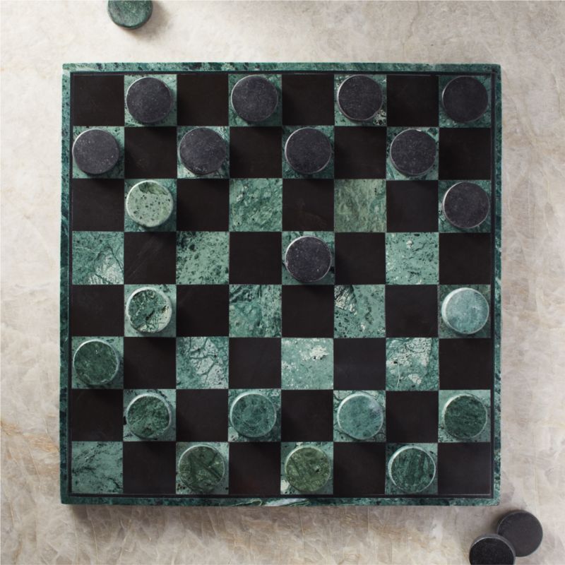 Inlay Green Marble Checkers Set | CB2 | CB2