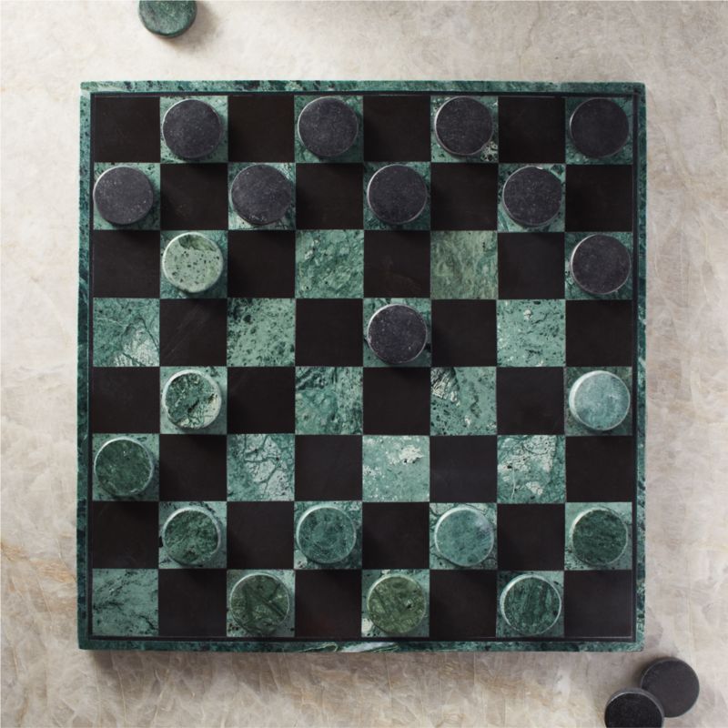 Inlay Green Marble Checkers Set + Reviews | CB2 | CB2