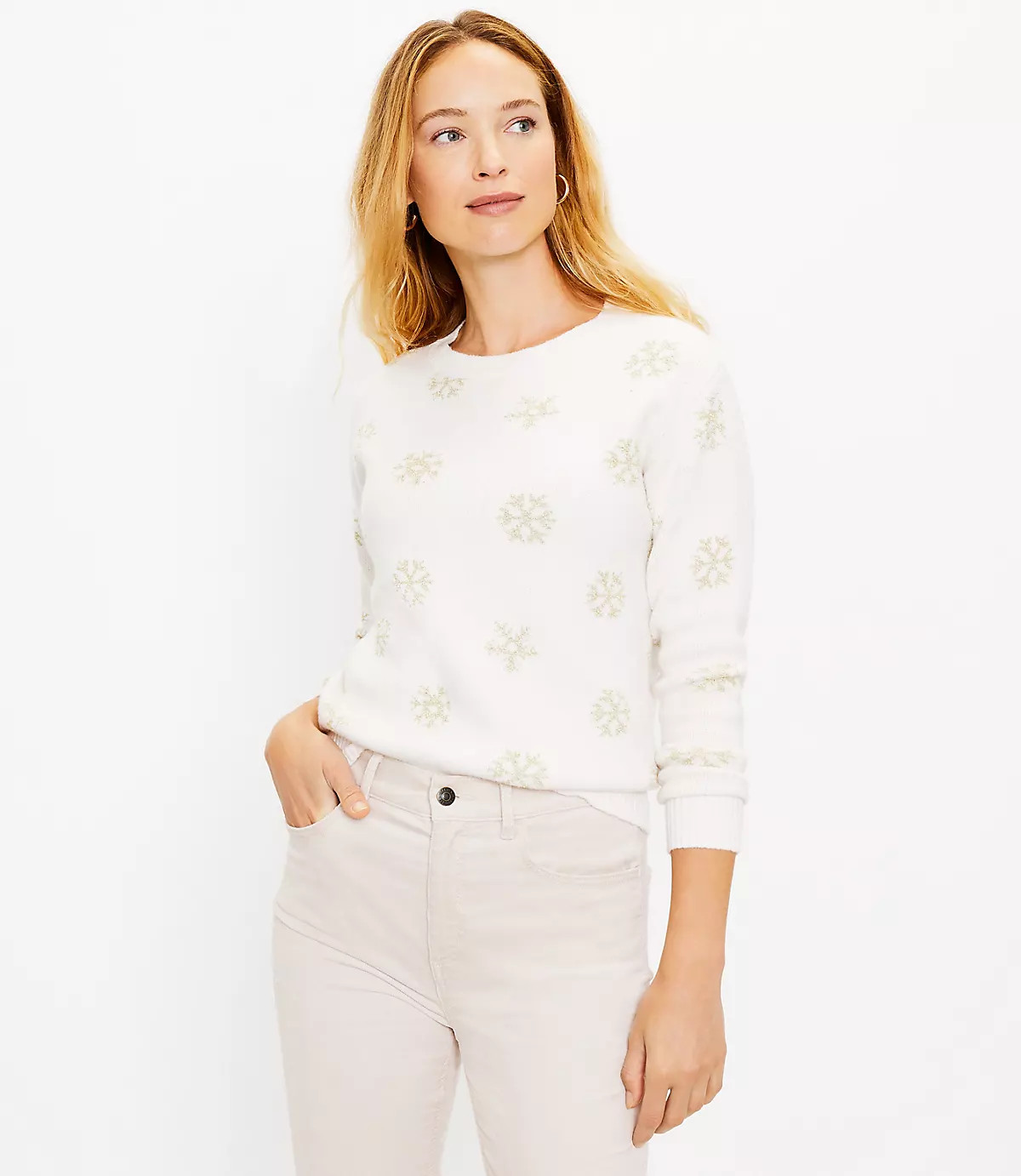 Shimmer Snowflake Sweater | LOFT