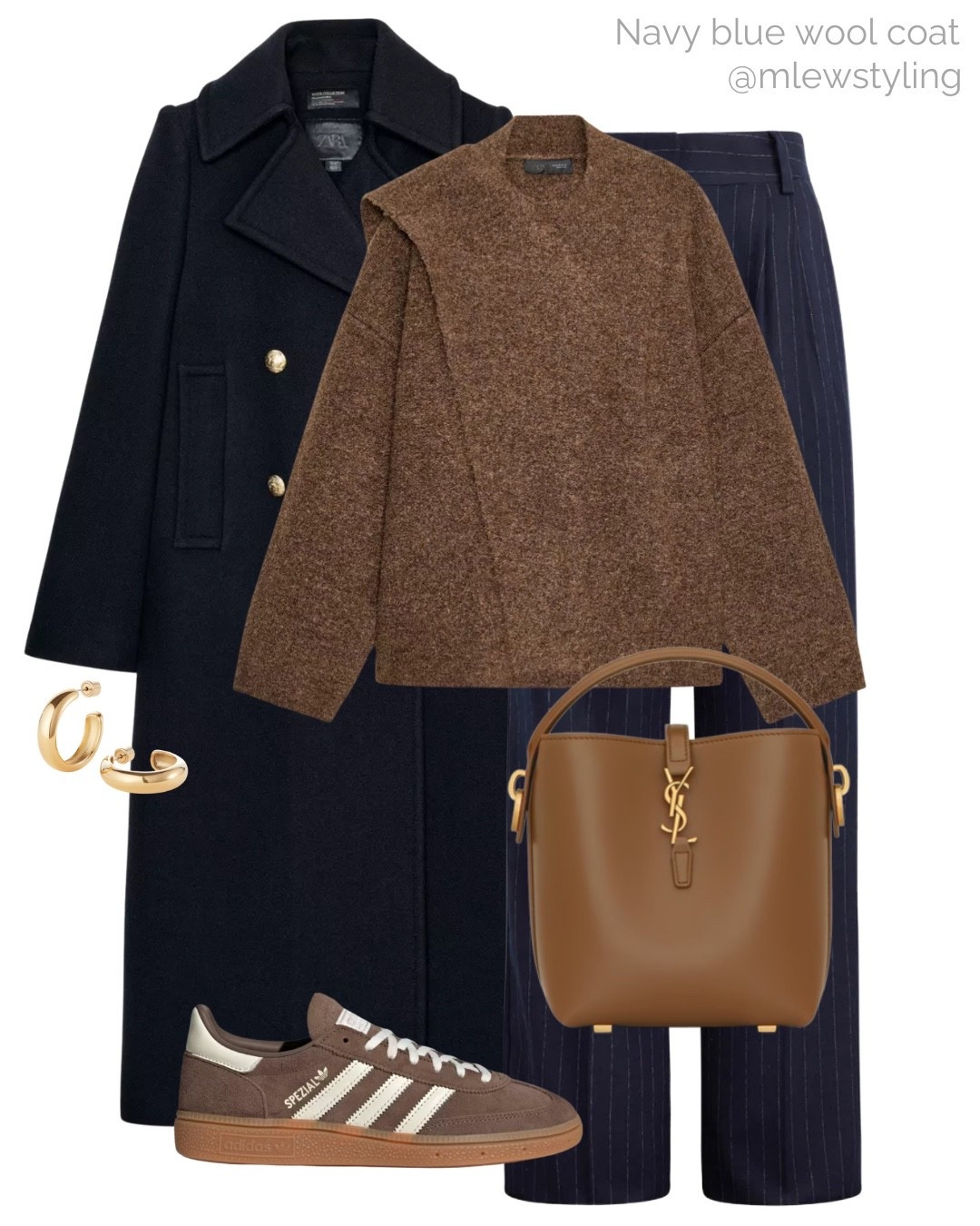 Navy blue & brown 🤎

Tags: new in Zara navy wool coat, brown knit sweater, pinstripe tailored pants, adidas Spezial sneakers, ysl leather bag, gold hoop earrings, elevated winter outfit, fall fashion, causal office outfit, workwear 

#LTKootd #LTKWorkwear