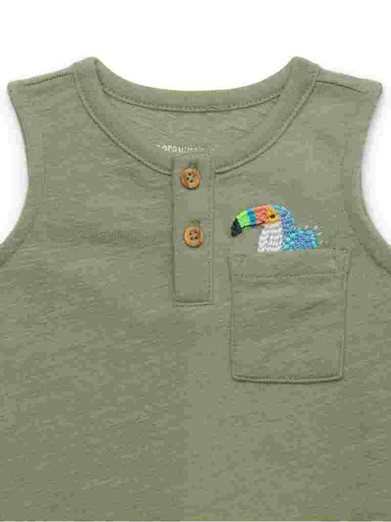 Garanimals Baby Boys Knit Tank Romper with Embroidery, Sizes 0M-24M | Walmart (US)