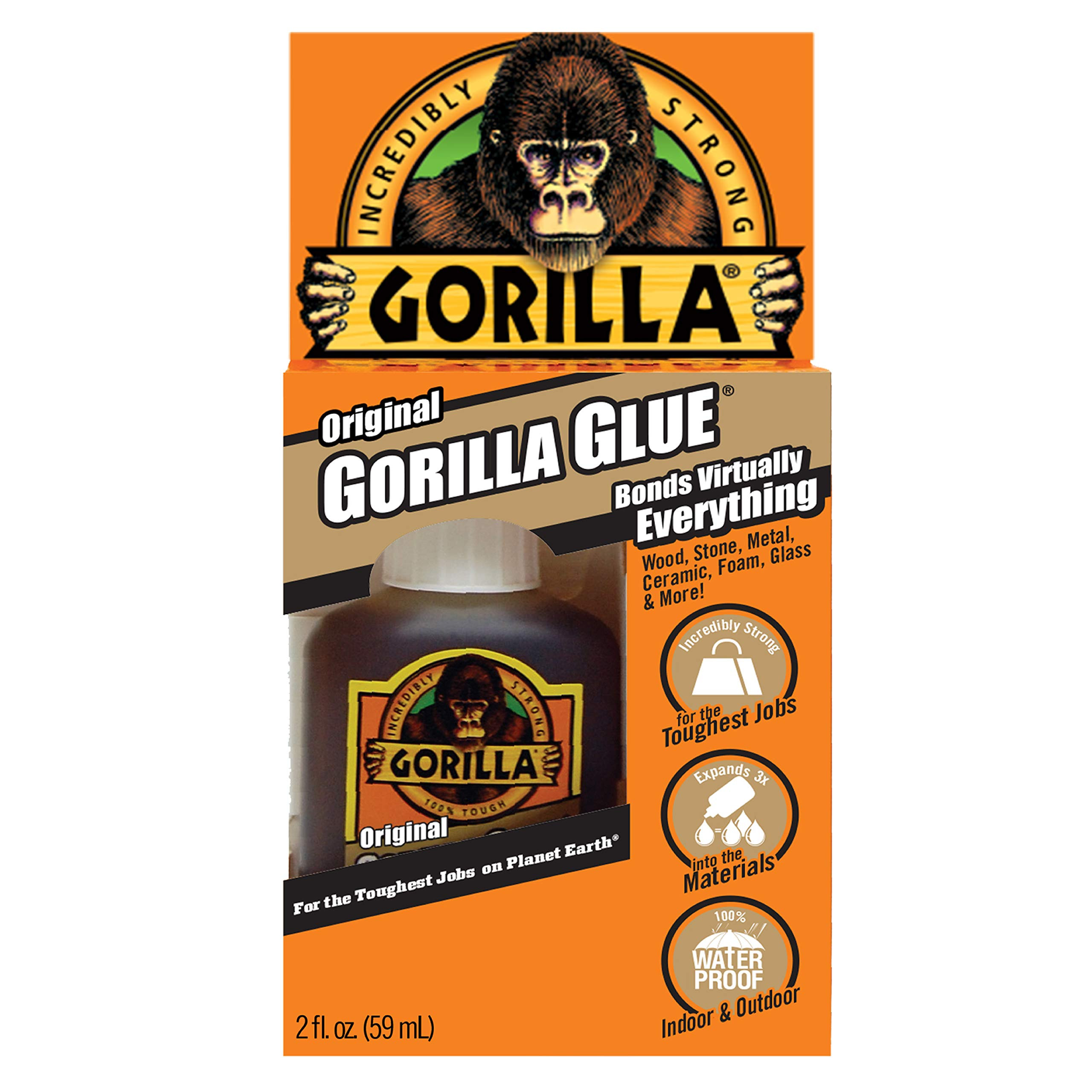 Gorilla Original Gorilla Glue, Waterproof Polyurethane Glue, 2 Ounce Bottle, Brown, (Pack of 1) | Amazon (US)