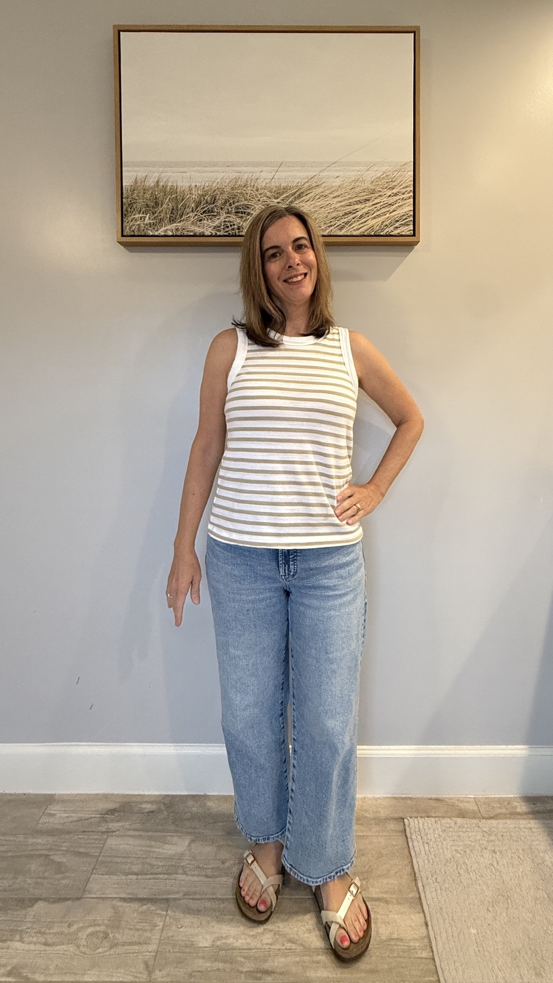 Wearing my most favorite jeans from @Madewell 🤍 paired with a sleeveless tank and comfortable sandals.

#LTKxMadewell #LTKOver40 #LTKPetite