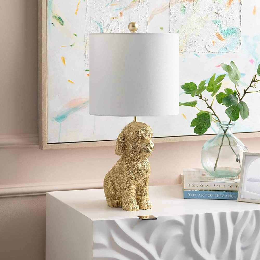 Crestview Collection 24" Golden Doodle Dog Resin Table Lamp w/White Linen Shade | Amazon (US)