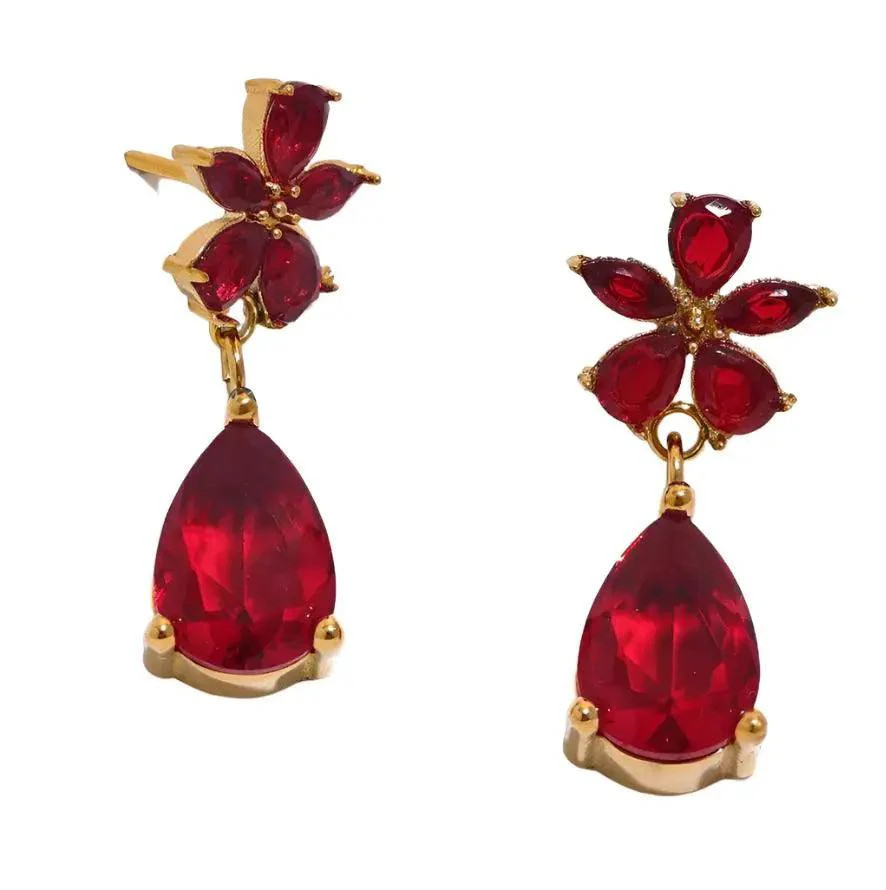 Red Floral Earrings - Ahava J | Ahava Jewels