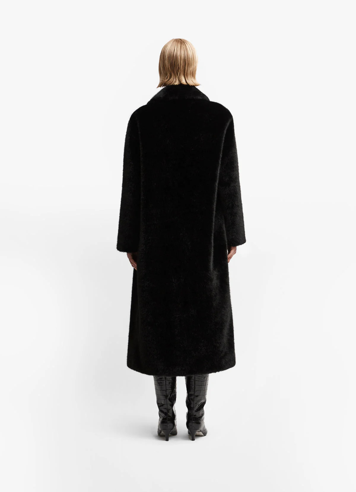 Black Maxi Faux Fur Coat | DE SAVARY LONDON