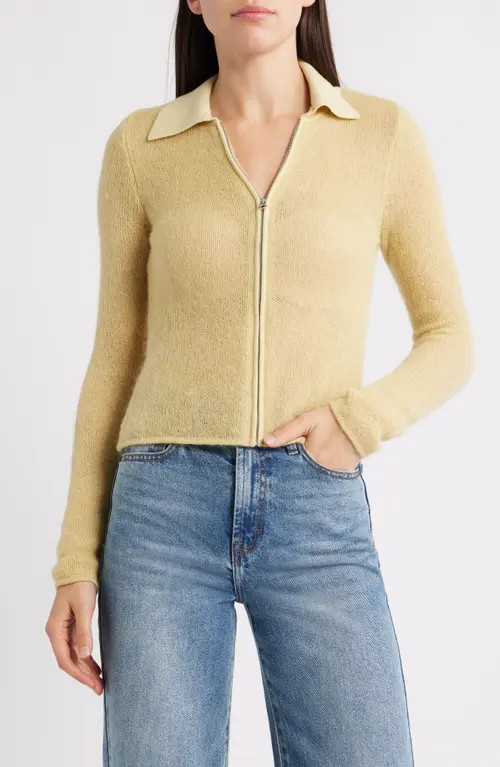 rag & bone Leva Zip Cardigan in Butter at Nordstrom, Size Small | Nordstrom