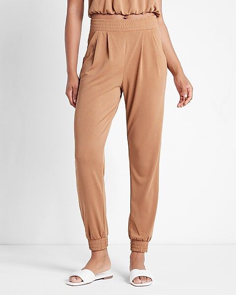 Super High Waisted Silky Sueded Jersey Joggers | Express