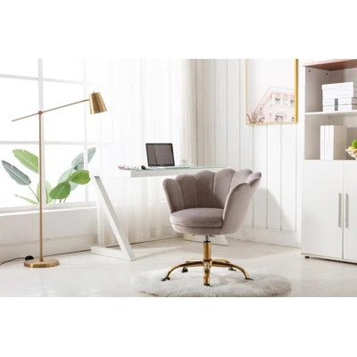 Slifer Task Chair Mercer41 Frame Color: Golden, Upholstery Color: Light Gray | Wayfair North America