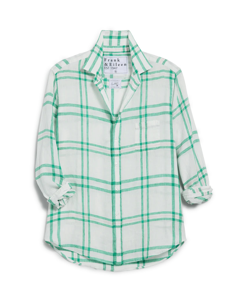 EILEEN Green and Light Pink Plaid, Italian Classic Linen | Frank & Eileen