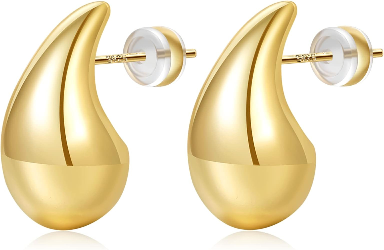 LOUMILEO Extra Large Drop Earring Dupes Hypoallergenic Chunky Gold Hoop Earrings Lightweight Wate... | Amazon (US)