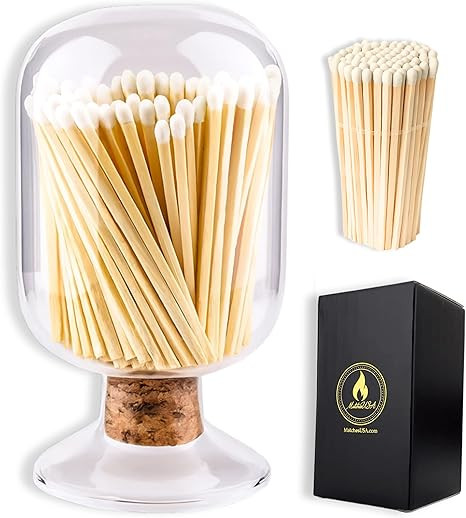 Includes Matches | Decorative Glass Matches Cloche | Bottle Jar Fireplace Candle Match Holder Gif... | Amazon (US)