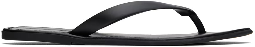The Row - Black Beach Flip Flops | SSENSE