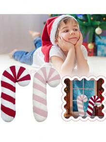 Christmas Candy Cane Pillow Plush, Peppermint Candy Pillow, Candy Cane Shaped Throw Pillow, Soft ... | SHEIN