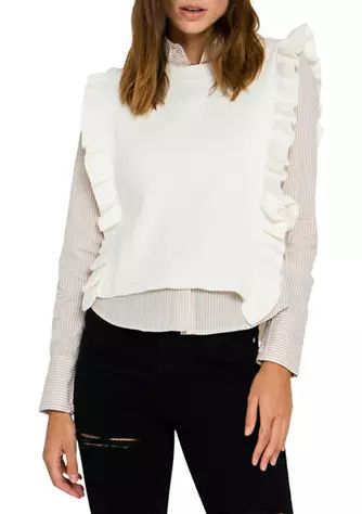 Poplin Shirt With Detachable Knit Vest | Belk