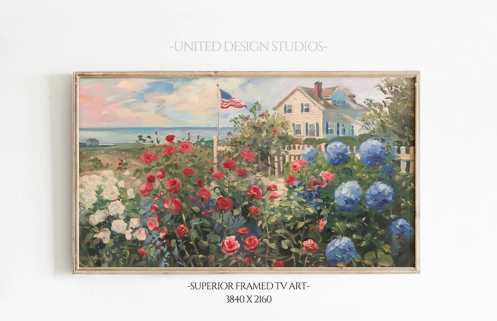 4th of July Frame Tv Art, Summer Tv Art, American Flag, Coastal Garden, Americana Tv Art, USA Oil... | Etsy (Global)