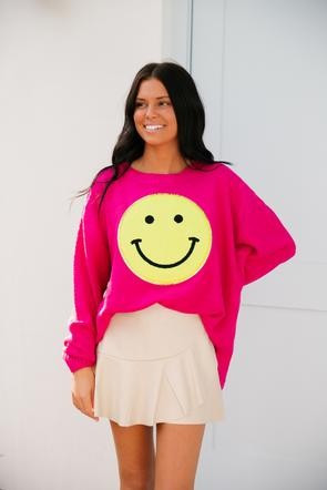 SMILEY HOT PINK SWEATER | Judith March