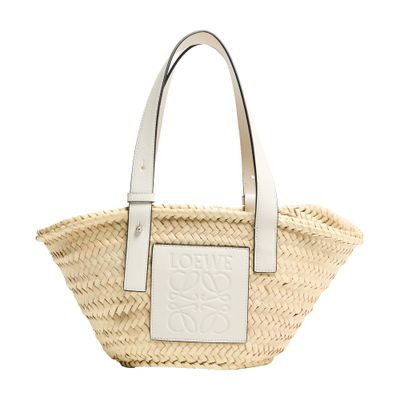 Small basket in raffia and calf leather | 24S US