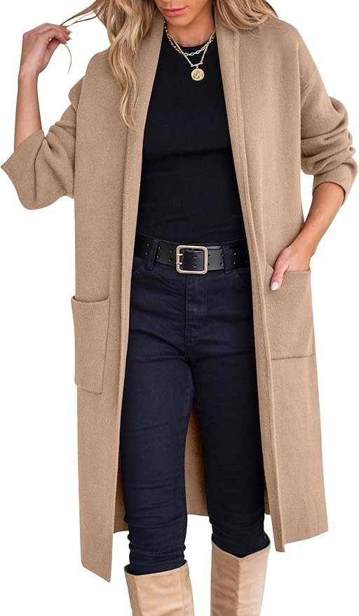 ANRABESS Women's Cardigan Long Sweater Oversized Open Front Knit Duster Coat 2024 Trendy Lady Fal... | Amazon (US)