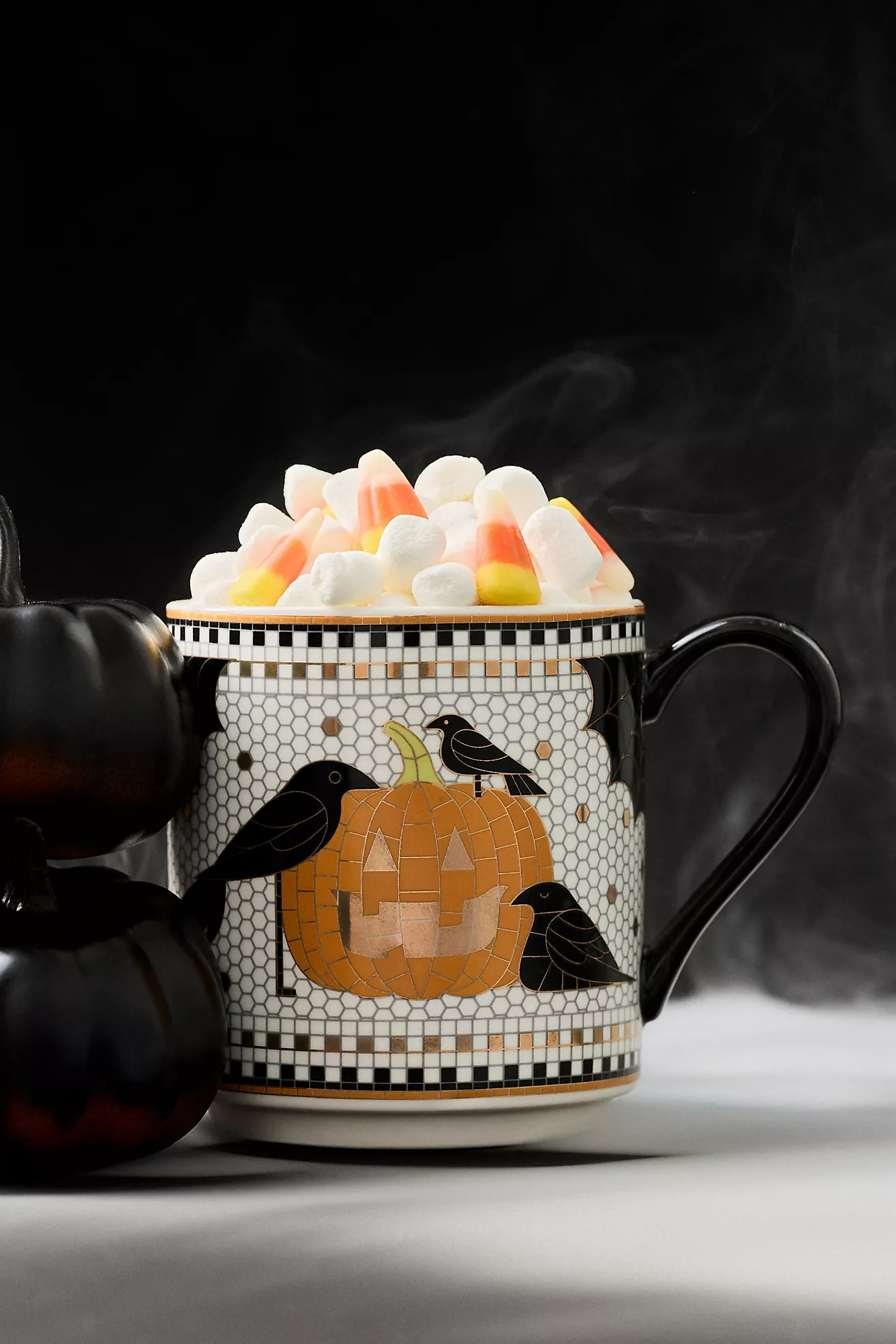 Bistro Tile Stoneware 24k Gold Accent Halloween Mug | Anthropologie (US)