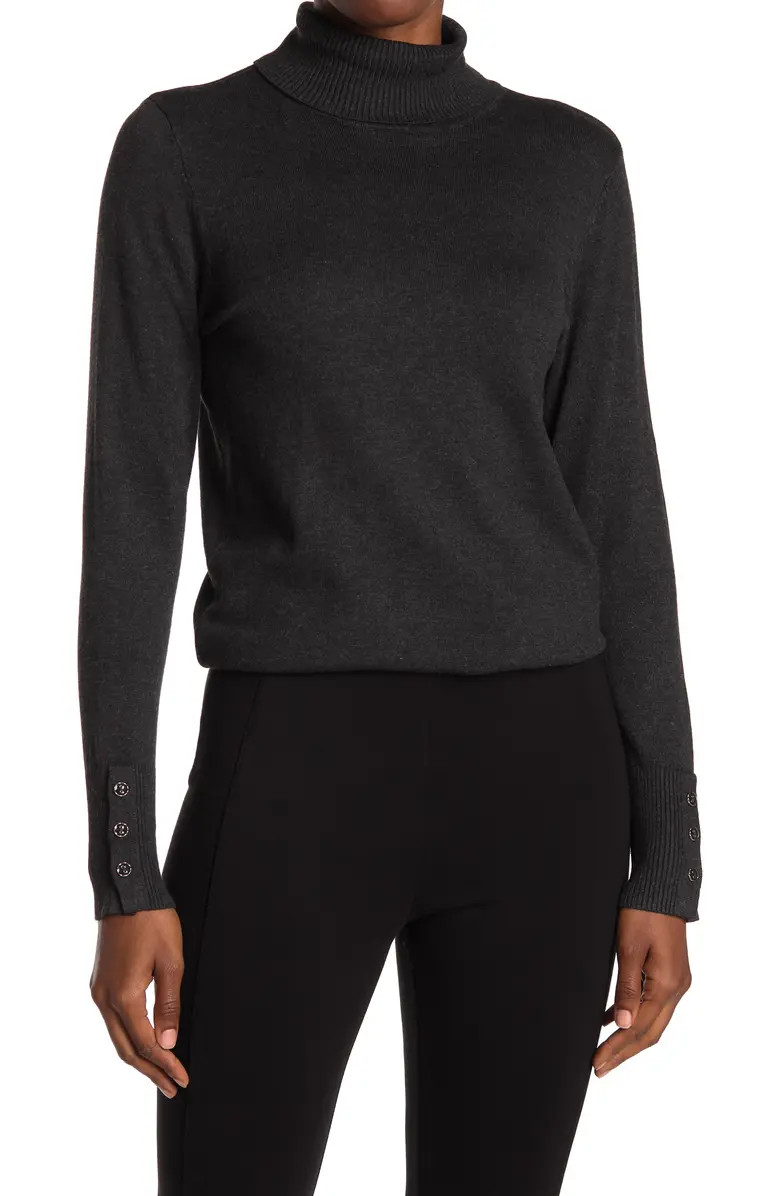 Turtleneck Button Sleeve Pullover Sweater | Nordstrom Rack