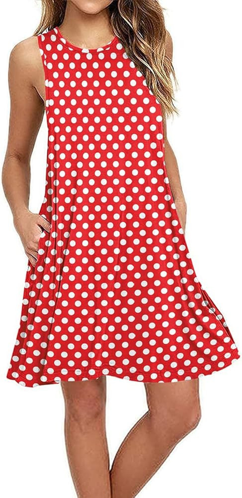 BEUFRI Women Summer Casual Swing T Shirt Dresses Beach Cover up Plain Tank Dress with Pockets | Amazon (US)