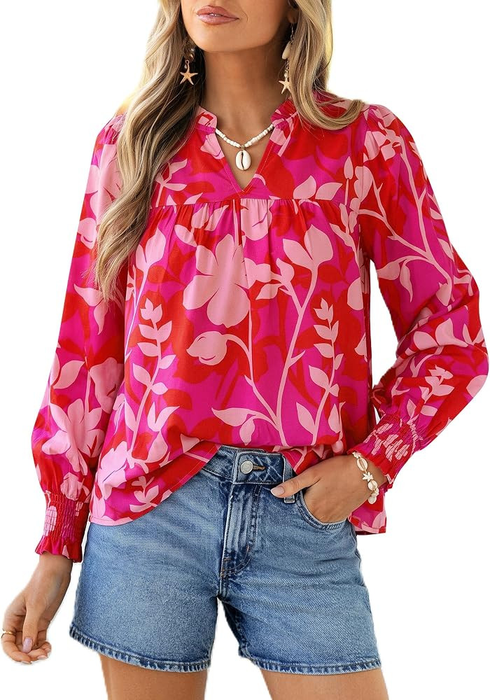 PRETTYGARDEN Women's Boho Floral Blouses Dressy Casual | Amazon (US)