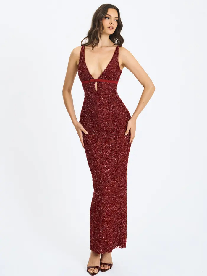 Miss Circle Elora Sequin Beaded Keyhole Maxi Dress | Nordstrom | Nordstrom
