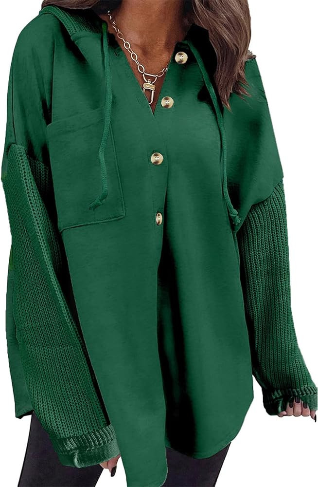 SHEWIN Oversized Sweatshirts for Women Loose Fit Casual Long Sleeve Button Hooded Sweatshirt Hood... | Amazon (US)