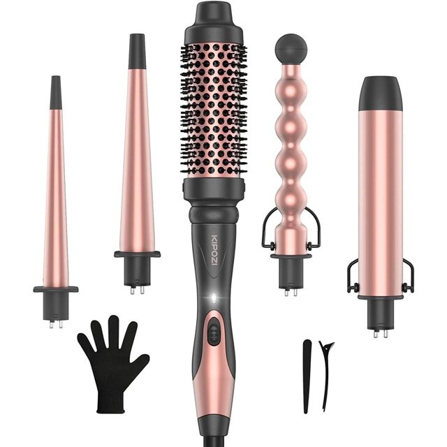 Kipozi 5 in 1 Curling Iron Wand Set Hair Wand, Instant Heating, with 4 Ceramic Barrels and 1 Curl... | Walmart (US)
