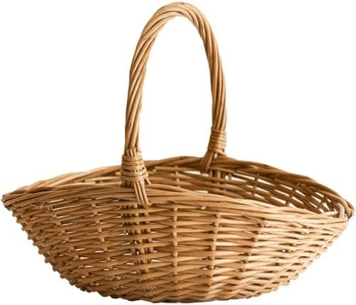 Natural Woven Willow Picnic Basket with Handle - Handcrafted Wicker Storage Basket for Picnic, Sh... | Amazon (US)