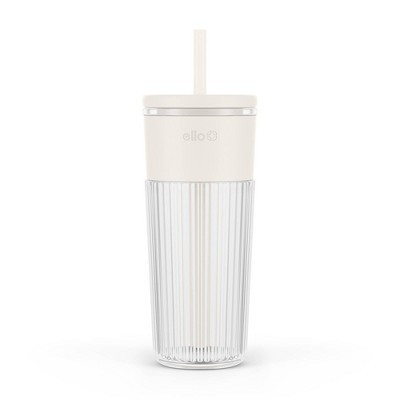 Ello Ava 24oz Glass Straw Tumbler Cream | Target