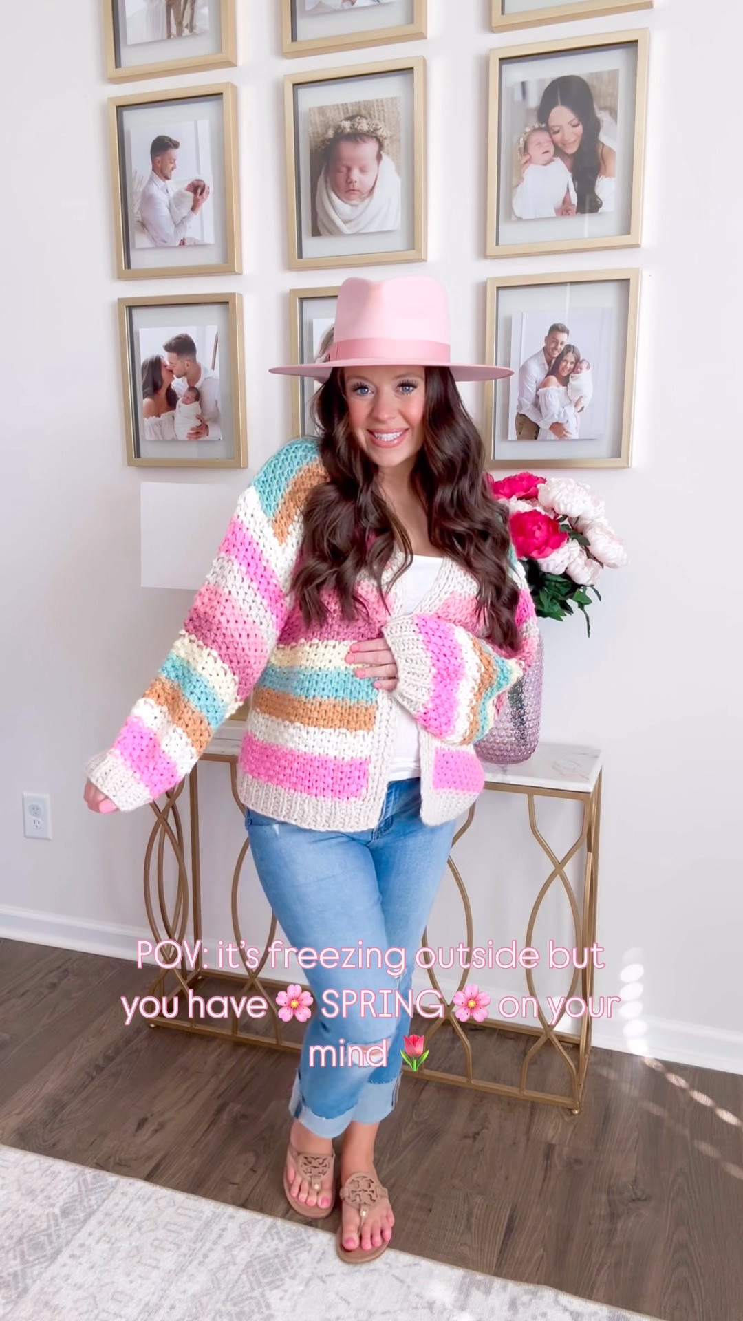 I’ve got 🌸 SPRING 🌸 on my mind 🌸☀️🌷🍃  I physically cannot wait for warmer temps + the sun to set later! I’ll be wearing all the pretty pastels for the unforeseeable future in preparation 😌 This chunky knit pastel cardigan is PERFECTTTT for transitioning into Spring! I love it so much! 🌸🌷

#springstyle #springtransitionalstyle #springoutfit #pinkhat #girlystyle #pastelstyle #chunkyknitcardigan #cardigan #distressedjeans #jeans #bumpfriendly #bumpstyle

#LTKStyleTip #LTKBump #LTKSeasonal