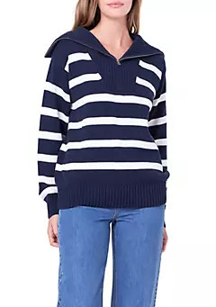 ENGLISH FACTORY Striped Knit Zip Pullover | Belk