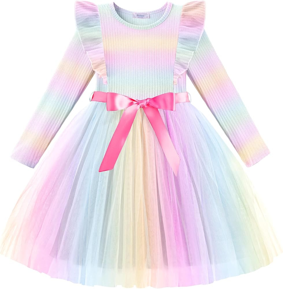 Arshiner Toddler Tutu Dress Little Girls Long Sleeve Casual Tulle Kids Fall Winter Outfits with R... | Amazon (US)