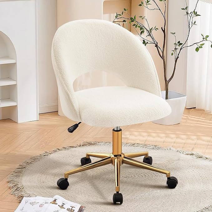 Silla de tocador con respaldo, bonita silla de escritorio de oficina con ruedas para niñas, sill... | Amazon (US)