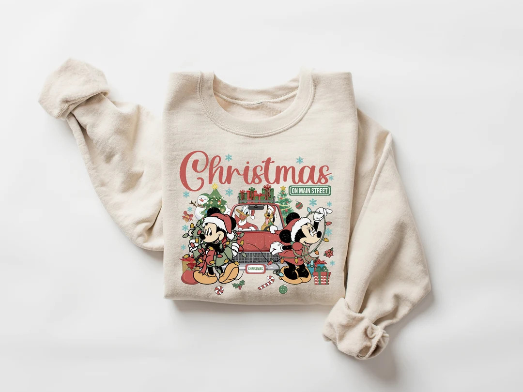 Retro Disney Christmas Sweatshirt, Disney Christmas on Main Street Shirt, Disney Christmas Party ... | Etsy (US)