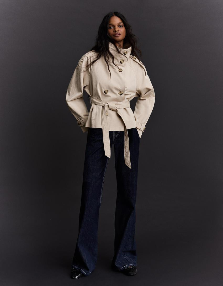 Funnel neck trench jacket - Jackets and trench coats - Women | Bershka GB