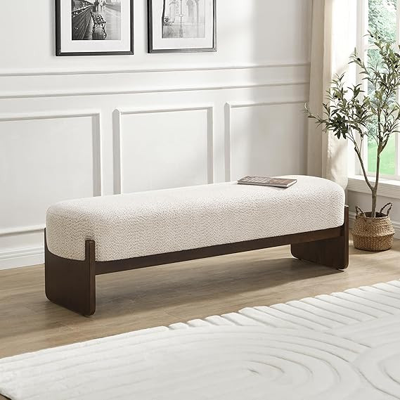 Christopher Knight Home Arden Minimalist Style Rectangular Loop Yarn Fabric Ottoman Bench, Rubber... | Amazon (US)