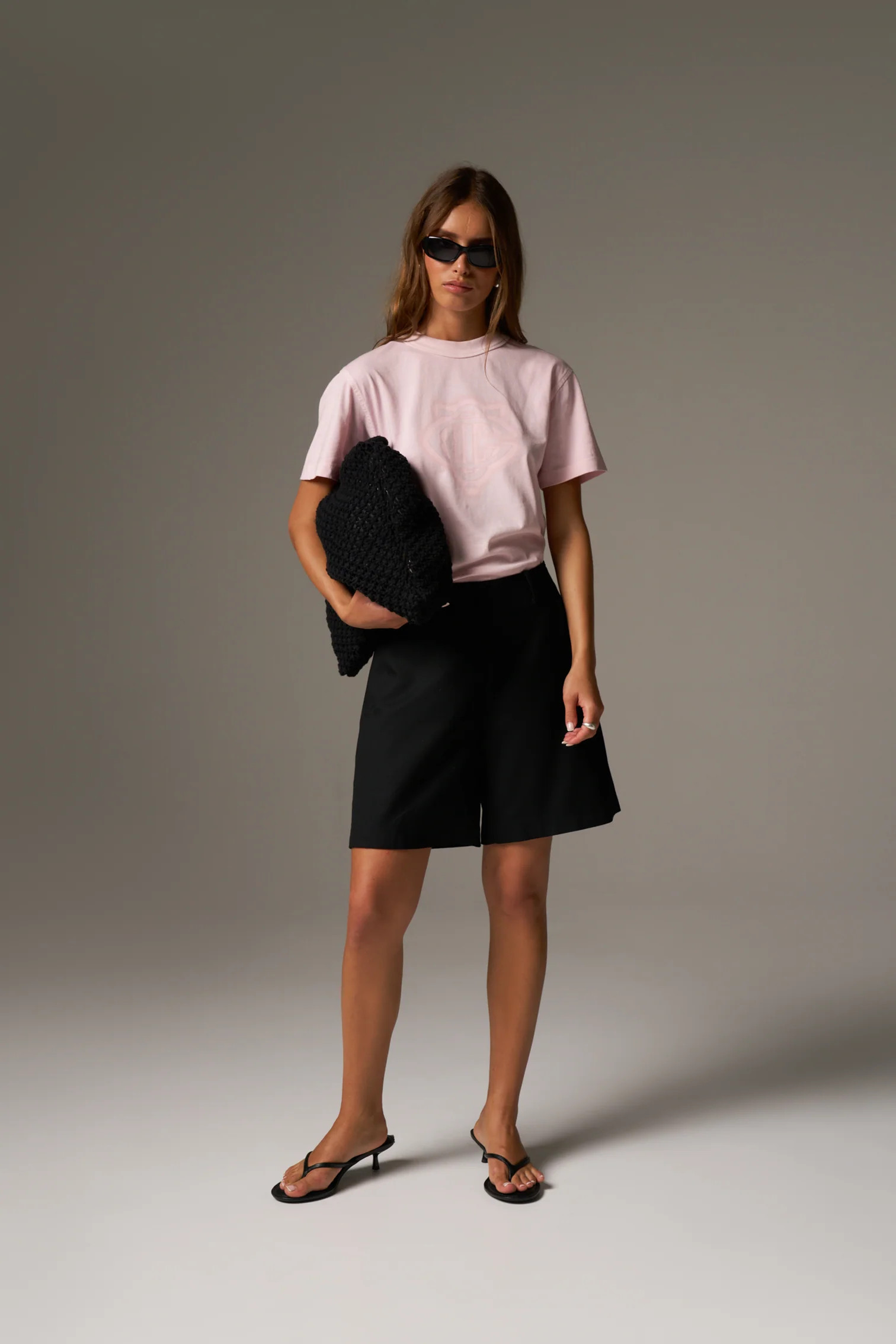 SHADOW PRINT EMBLEM T-SHIRT - WASHED PINK | The Couture Club